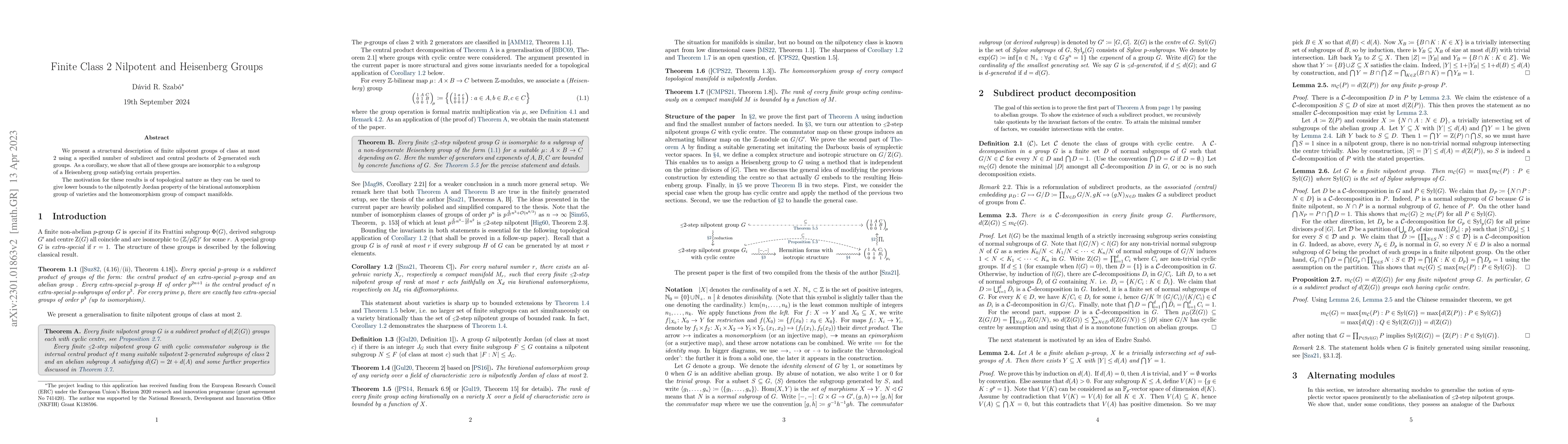 Thumbnail for Finite Class 2 Nilpotent and Heisenberg Groups