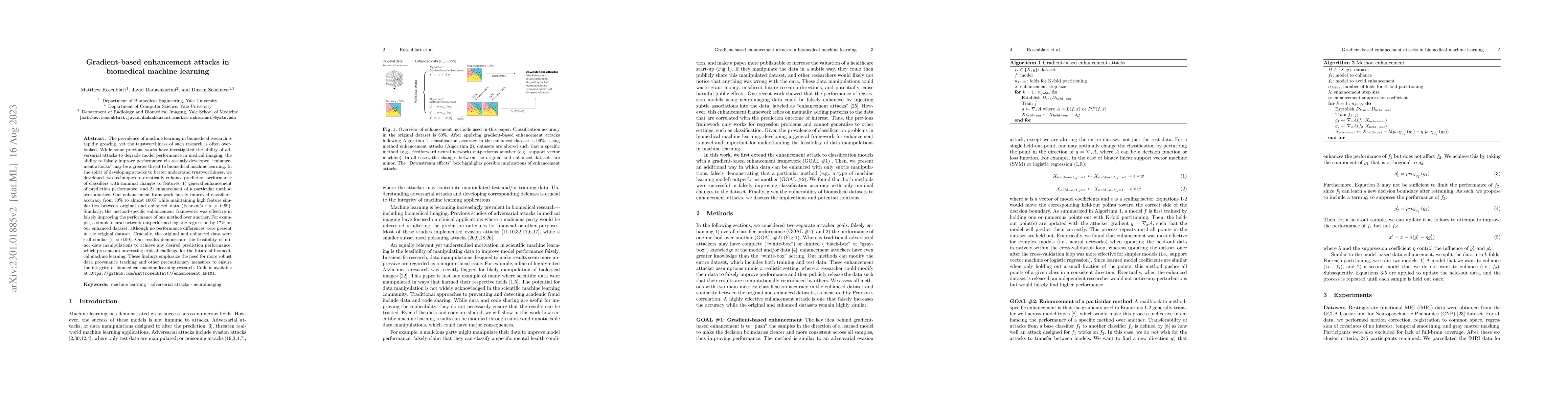 Thumbnail for Enhancement attacks in biomedical machine learning
