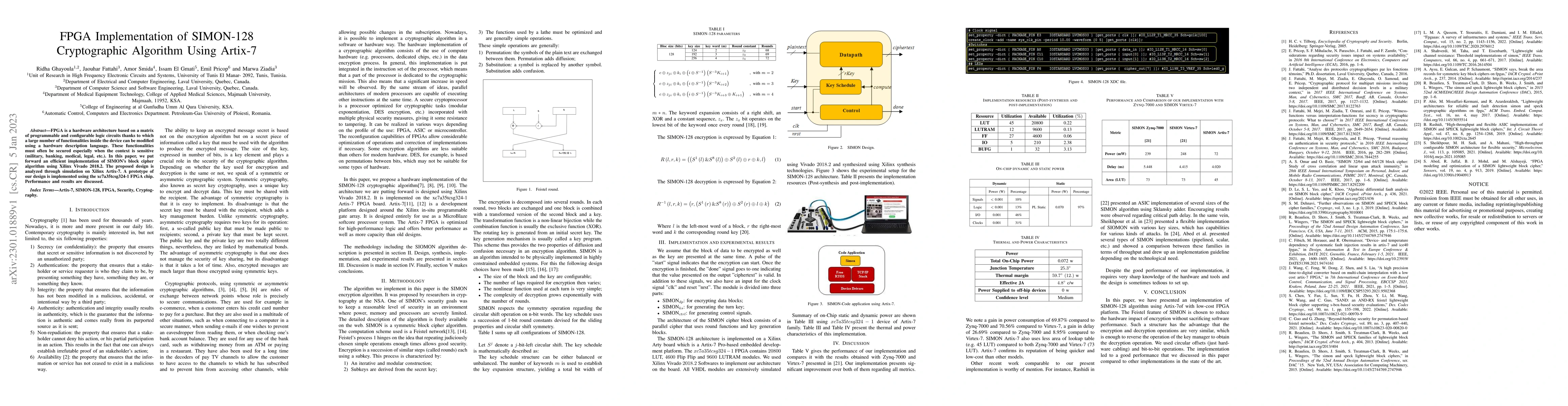 Thumbnail for FPGA Implementation of SIMON-128 Cryptographic Algorithm Using Artix-7