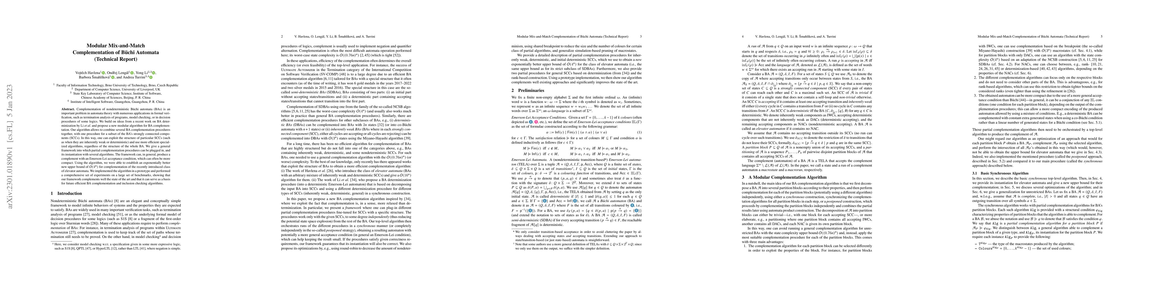 Thumbnail for Modular Mix-and-Match Complementation of B\"{u}chi Automata (Technical
  Report)