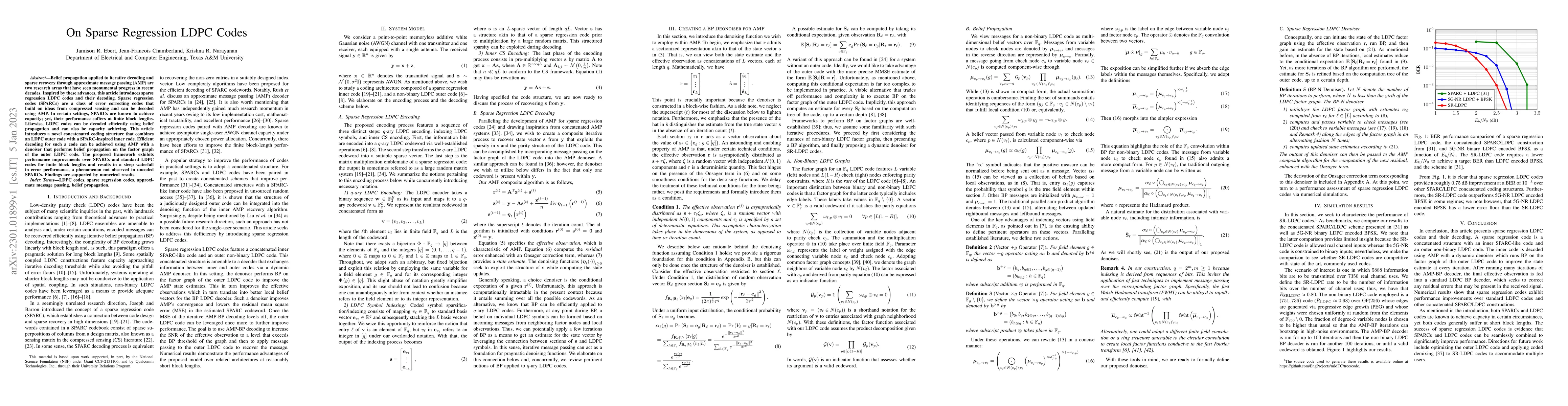 Thumbnail for On Sparse Regression LDPC Codes