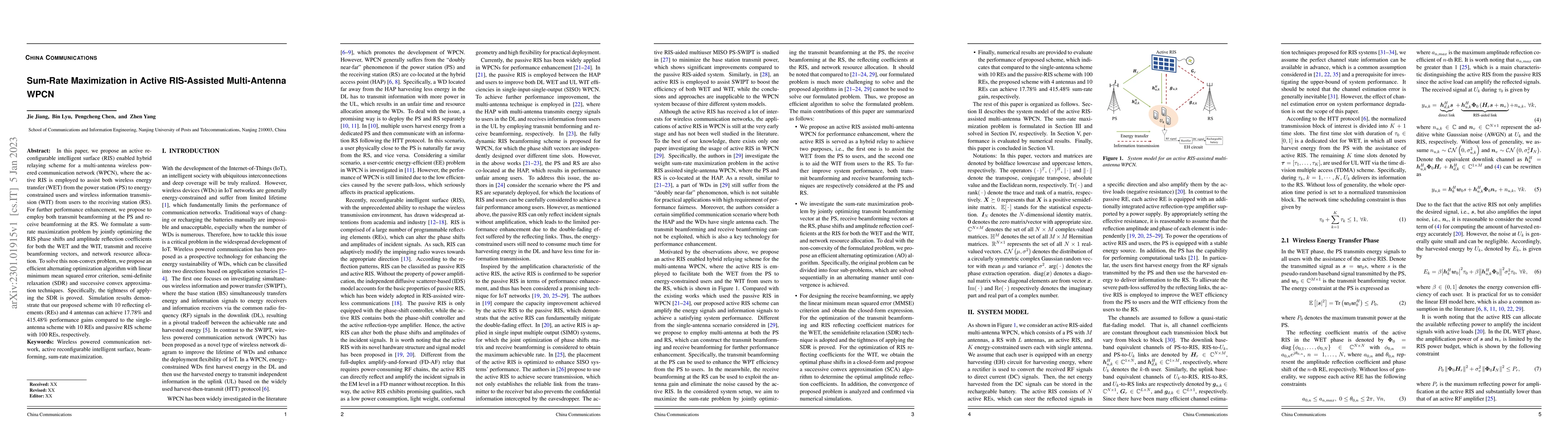Thumbnail for Sum-Rate Maximization in Active RIS-Assisted Multi-Antenna WPCN