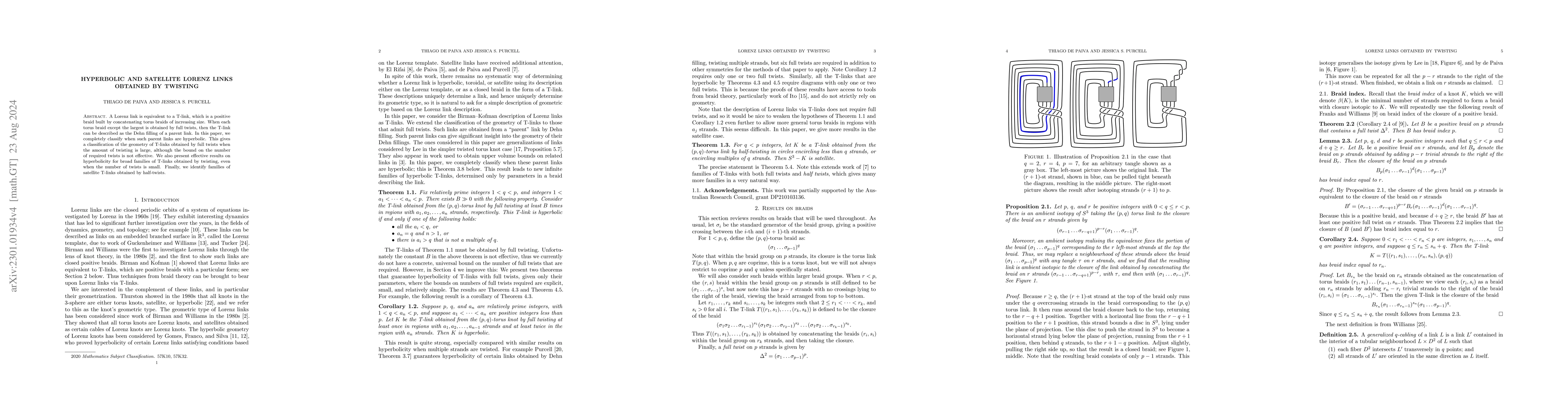 Thumbnail for Hyperbolic and satellite Lorenz links obtained by twisting