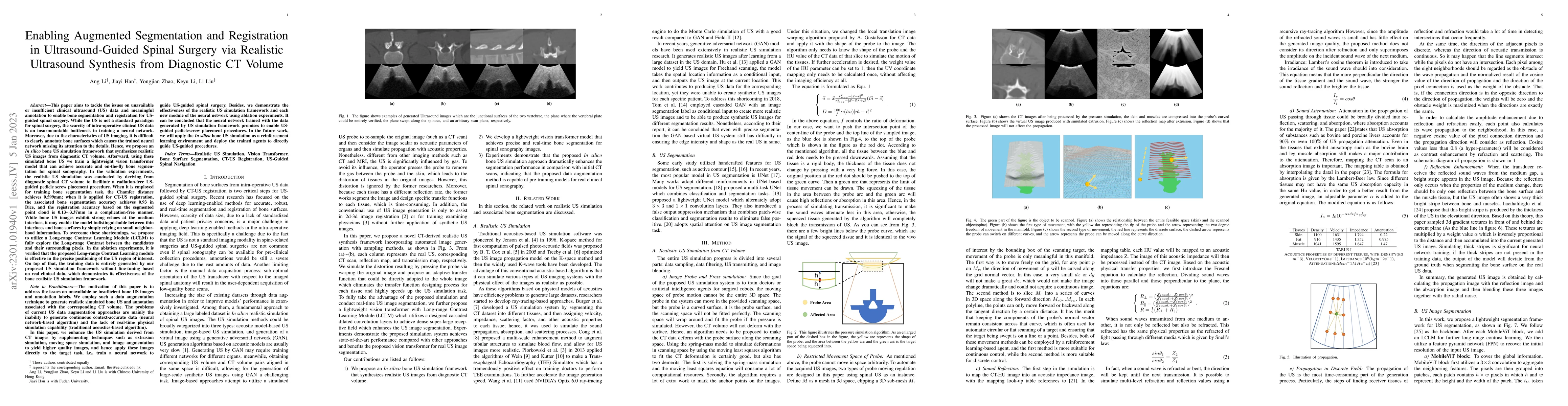 Thumbnail for Enabling Augmented Segmentation and Registration in Ultrasound-Guided
  Spinal Surgery via Realistic Ultrasound Synthesis from Diagnostic CT Volume