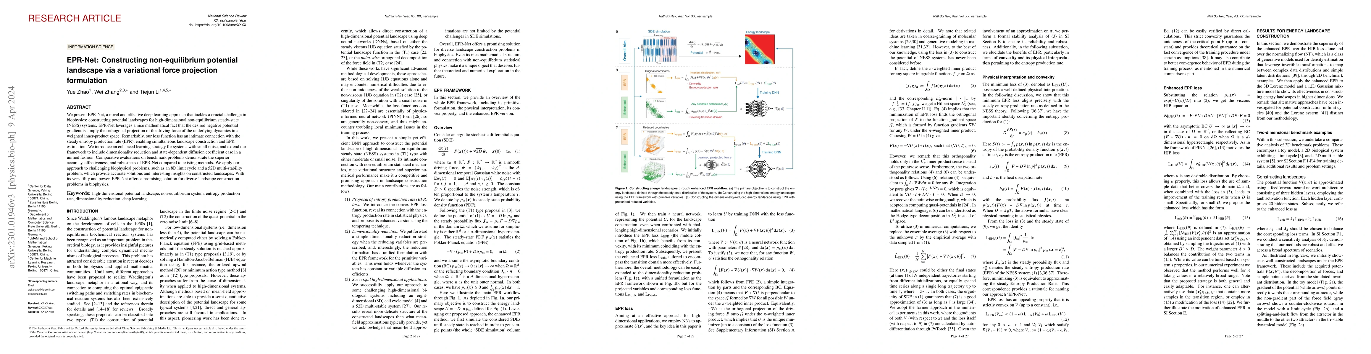 Thumbnail for EPR-Net: Constructing non-equilibrium potential landscape via a
  variational force projection formulation