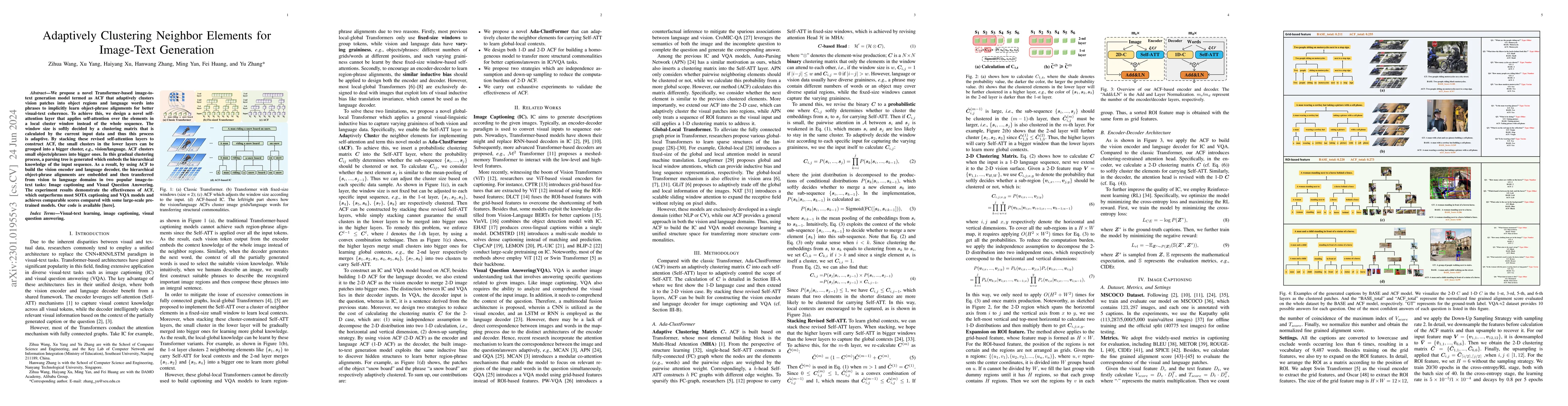 Thumbnail for Adaptively Clustering Neighbor Elements for Image-Text Generation