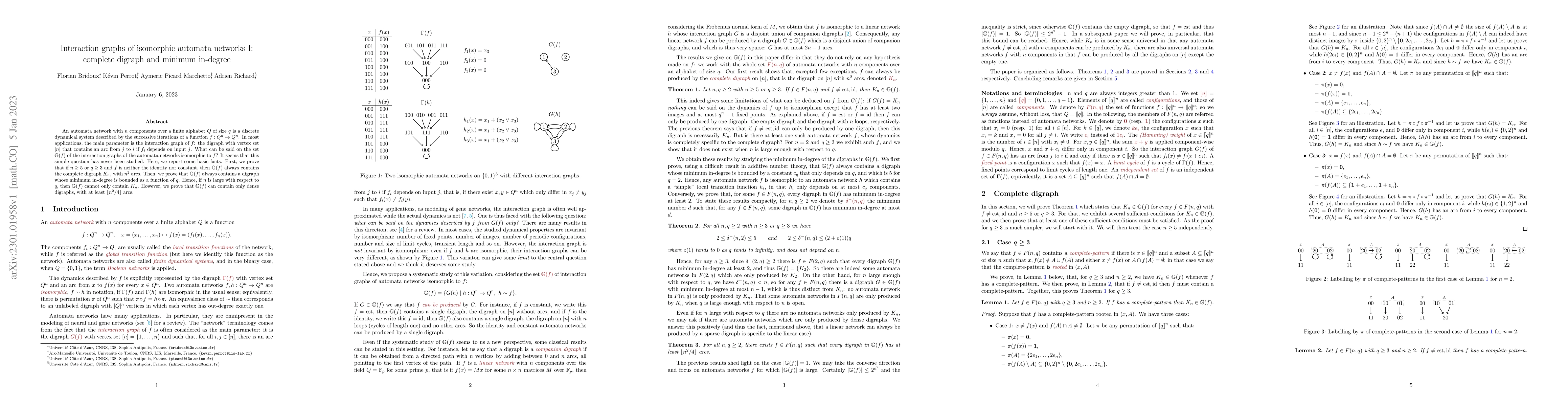 Thumbnail for Interaction graphs of isomorphic automata networks I: complete digraph
  and minimum in-degree