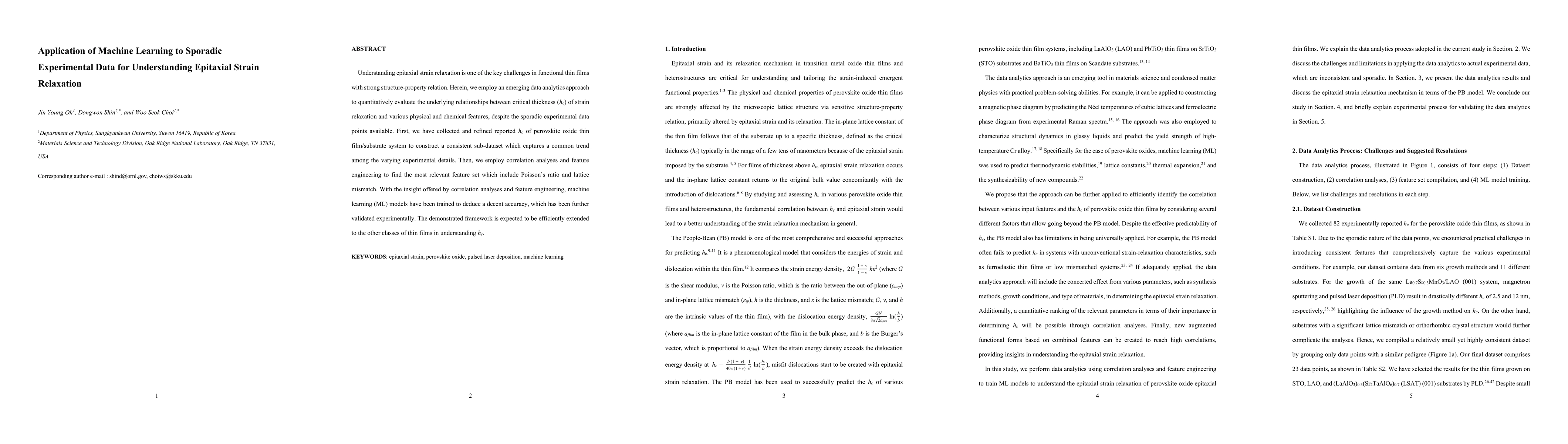 Thumbnail for Application of Machine Learning to Sporadic Experimental Data for
  Understanding Epitaxial Strain Relaxation