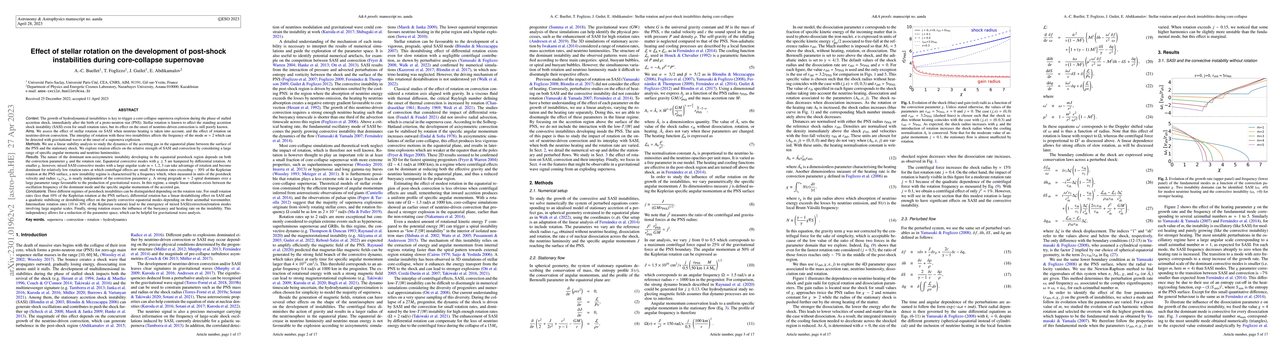 Thumbnail for Effect of stellar rotation on the development of post-shock
  instabilities during core-collapse supernovae
