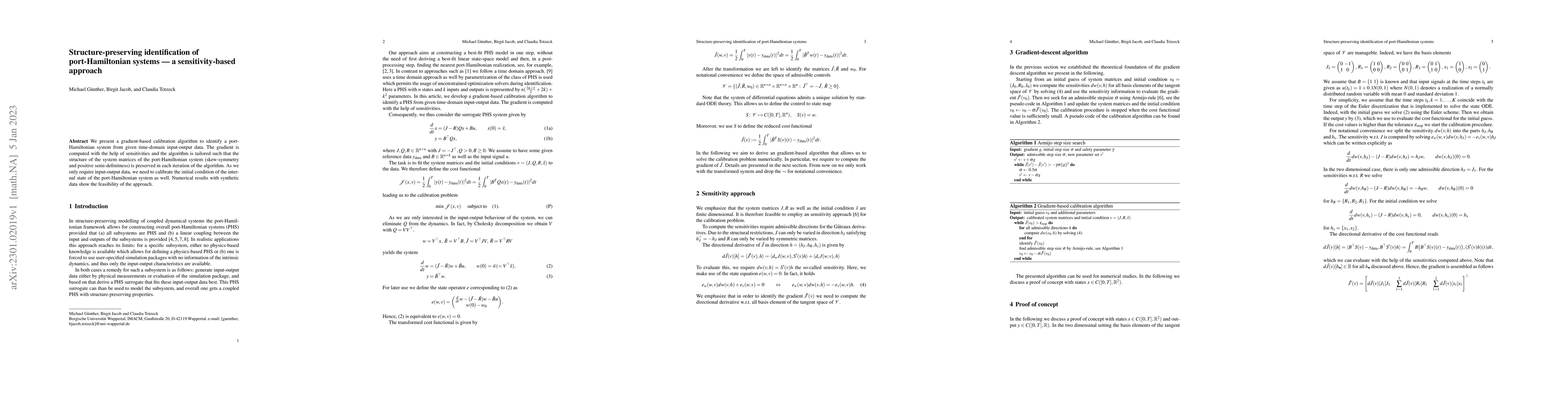 Thumbnail for Structure-preserving identification of port-Hamiltonian systems -- a
  sensitivity-based approach