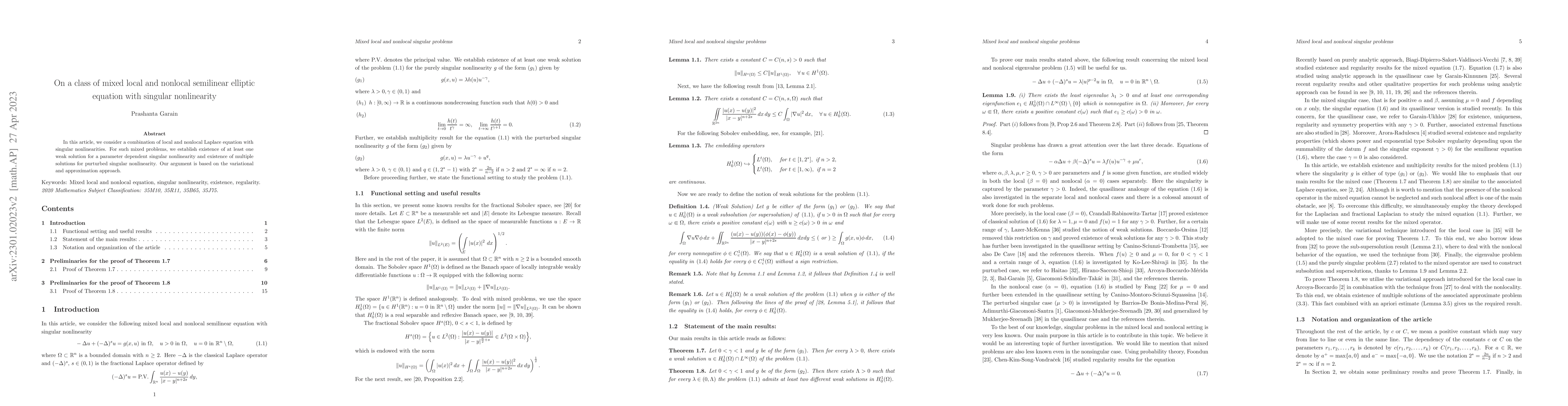 Thumbnail for On a class of mixed local and nonlocal semilinear elliptic equation with
  singular nonlinearity