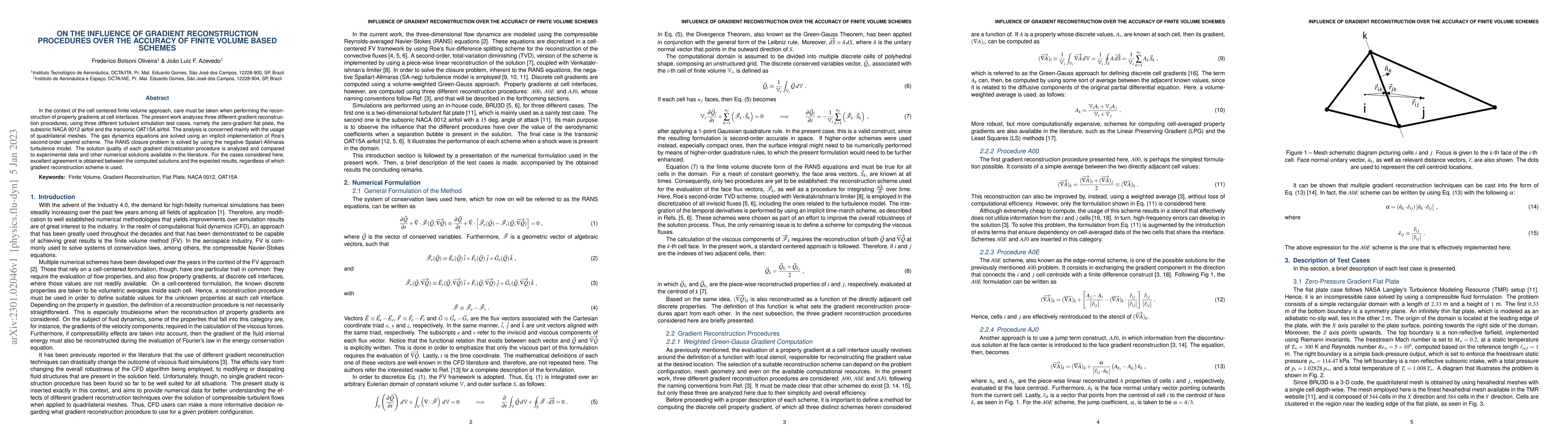 Thumbnail for On the Influence of Gradient Reconstruction Procedures Over the Accuracy
  of Finite Volume Based Schemes