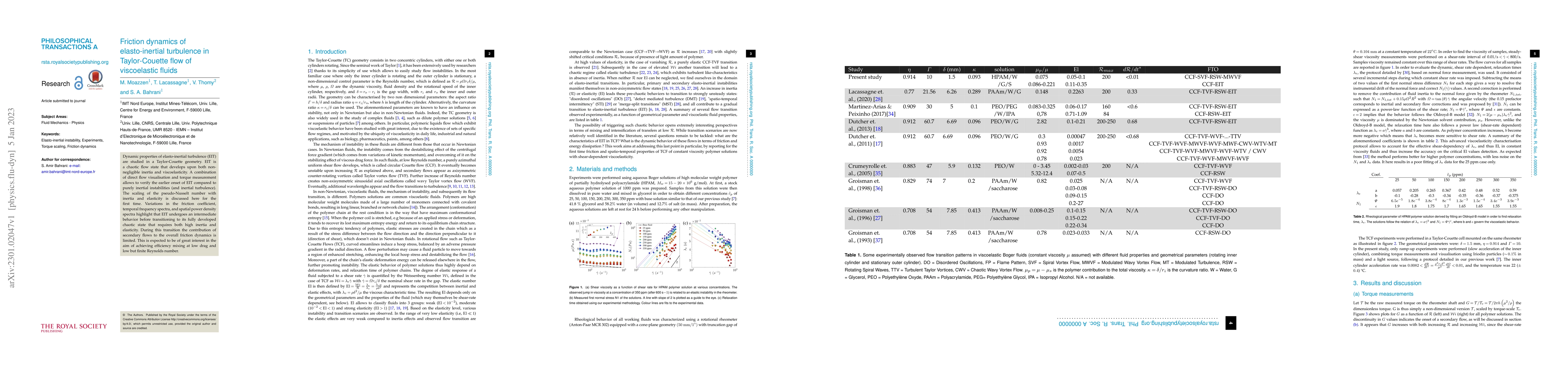 Thumbnail for Friction dynamics of elasto-inertial turbulence in Taylor-Couette flow
  of viscoelastic fluids