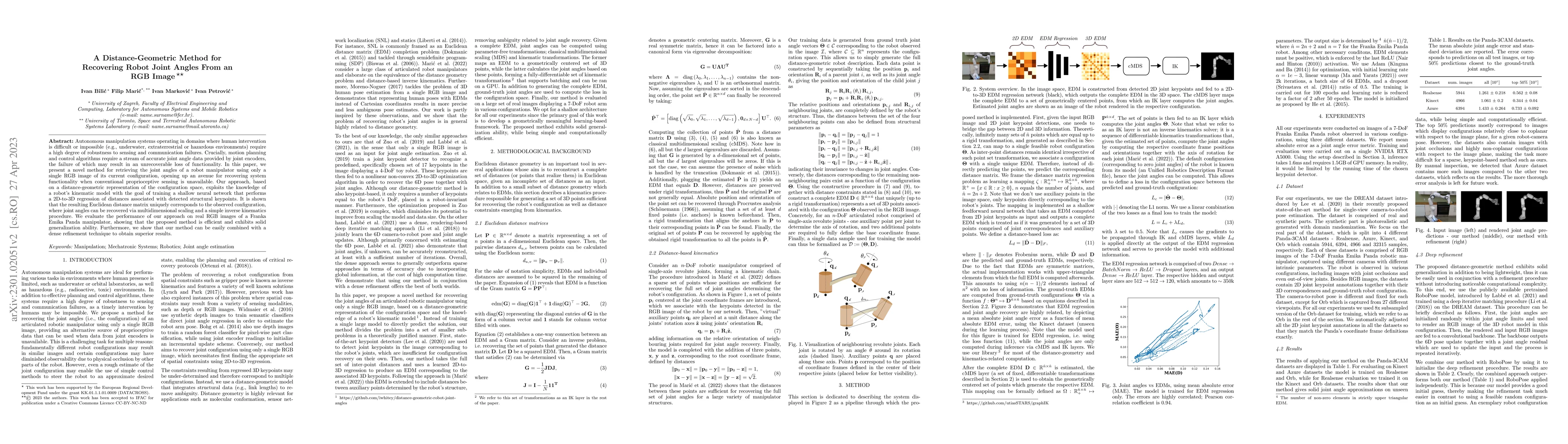Thumbnail for A Distance-Geometric Method for Recovering Robot Joint Angles From an
  RGB Image