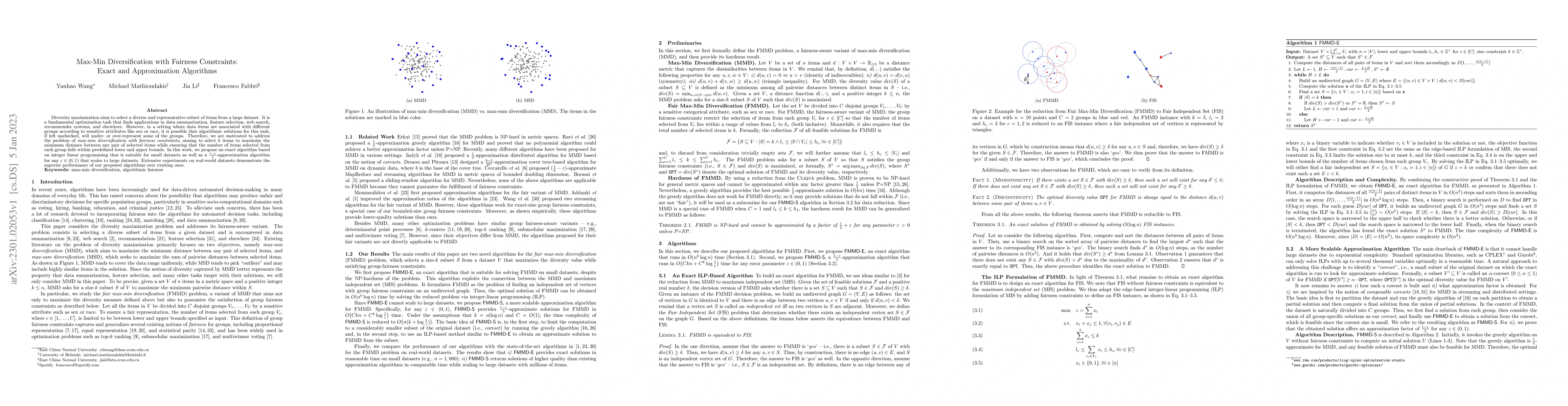 Thumbnail for Max-Min Diversification with Fairness Constraints: Exact and
  Approximation Algorithms