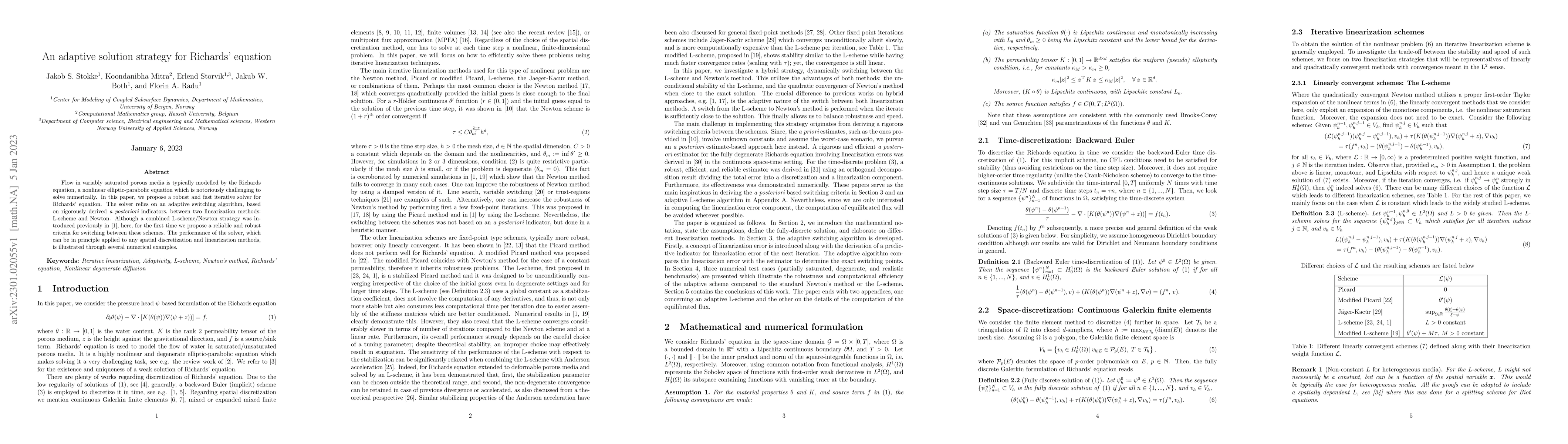 Thumbnail for An adaptive solution strategy for Richards' equation
