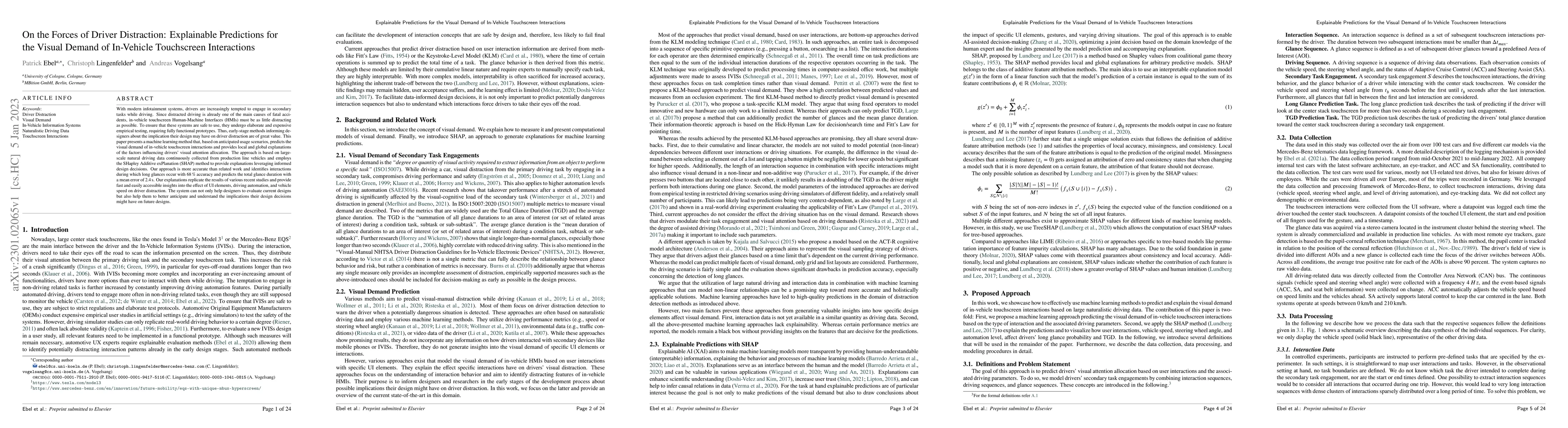 Thumbnail for On the Forces of Driver Distraction: Explainable Predictions for the
  Visual Demand of In-Vehicle Touchscreen Interactions