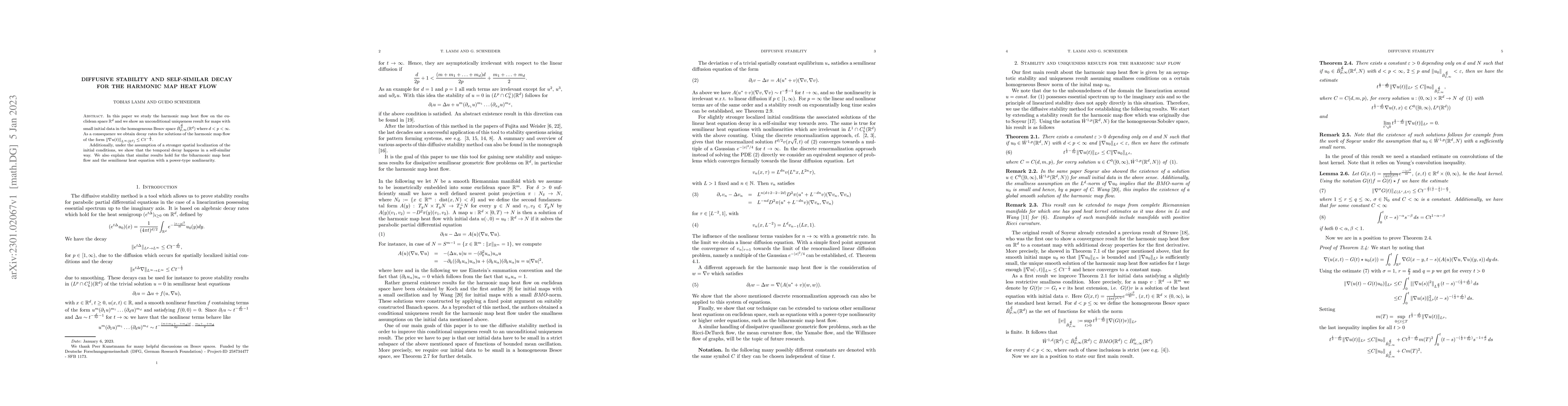 Thumbnail for Diffusive stability and self-similar decay for the harmonic map heat
  flow