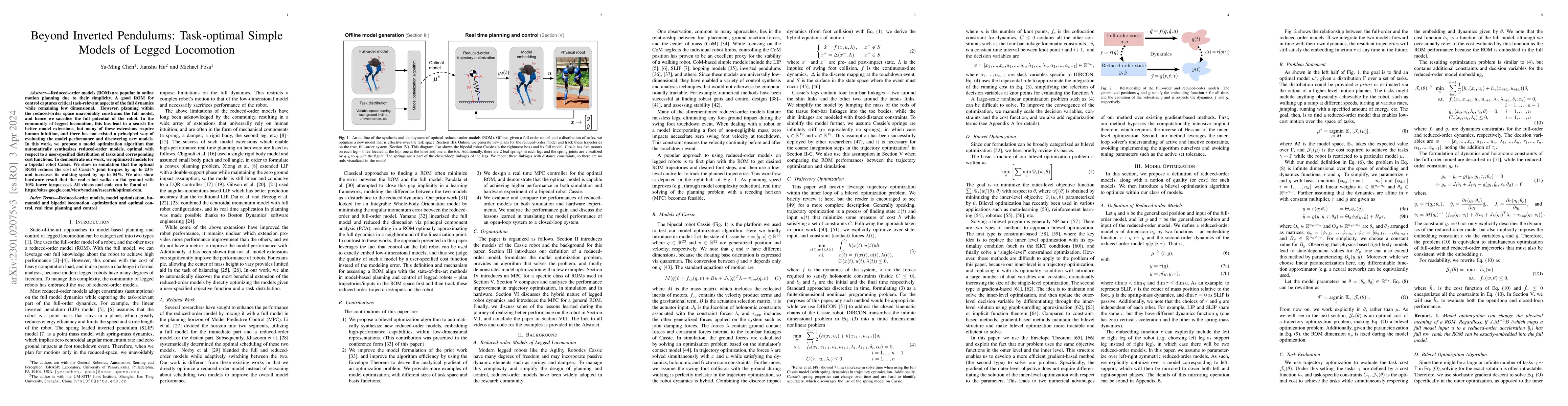 Thumbnail for Beyond Inverted Pendulums: Task-optimal Simple Models of Legged
  Locomotion