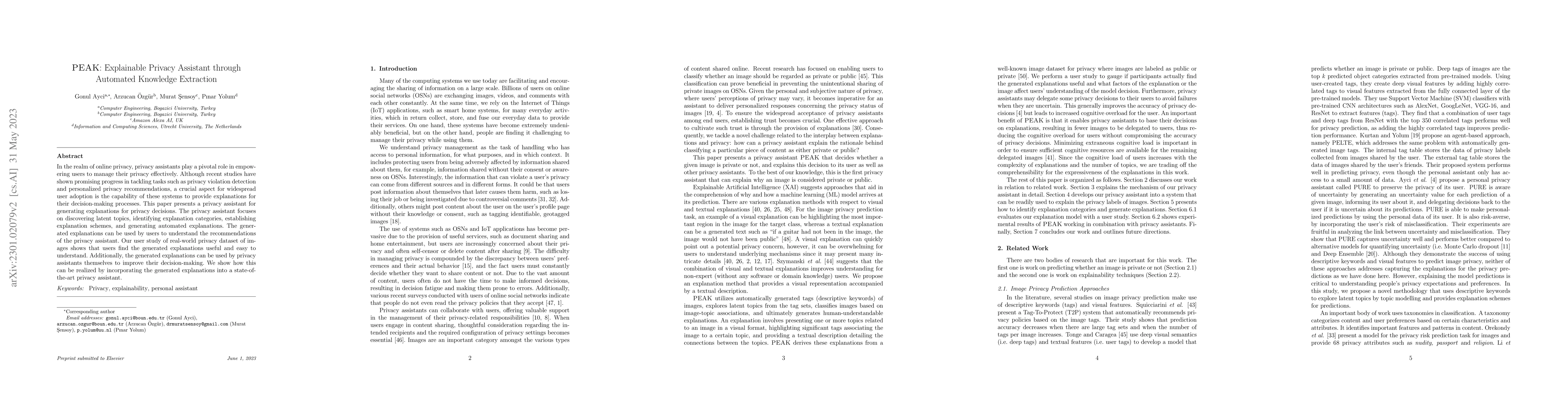 Thumbnail for PEAK: Explainable Privacy Assistant through Automated Knowledge
  Extraction