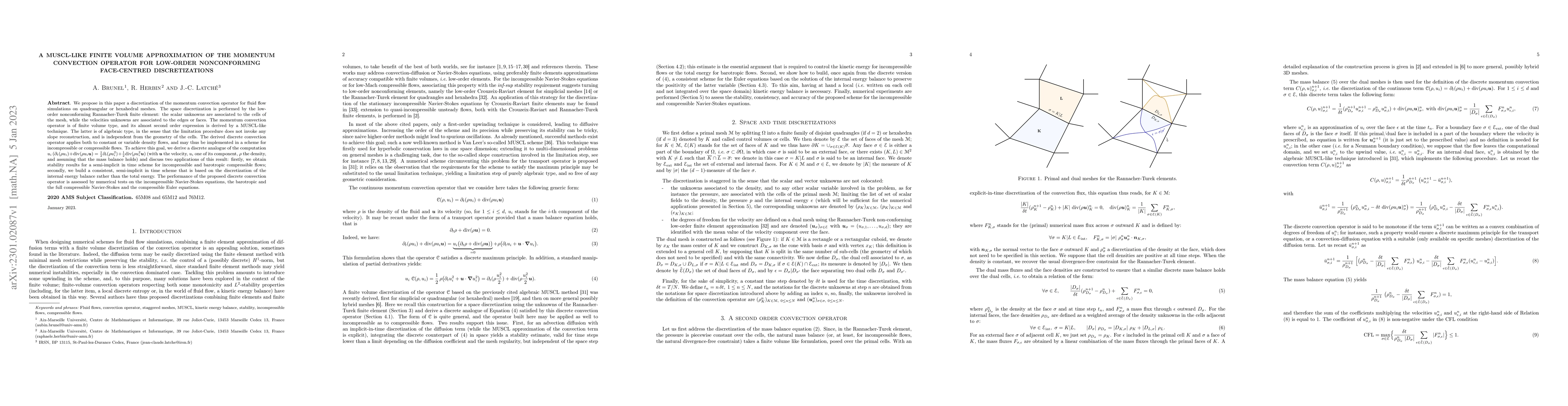 Thumbnail for A MUSCL-like finite volumes approximation of the momentum convection
  operator for low-order nonconforming face-centred discretizations