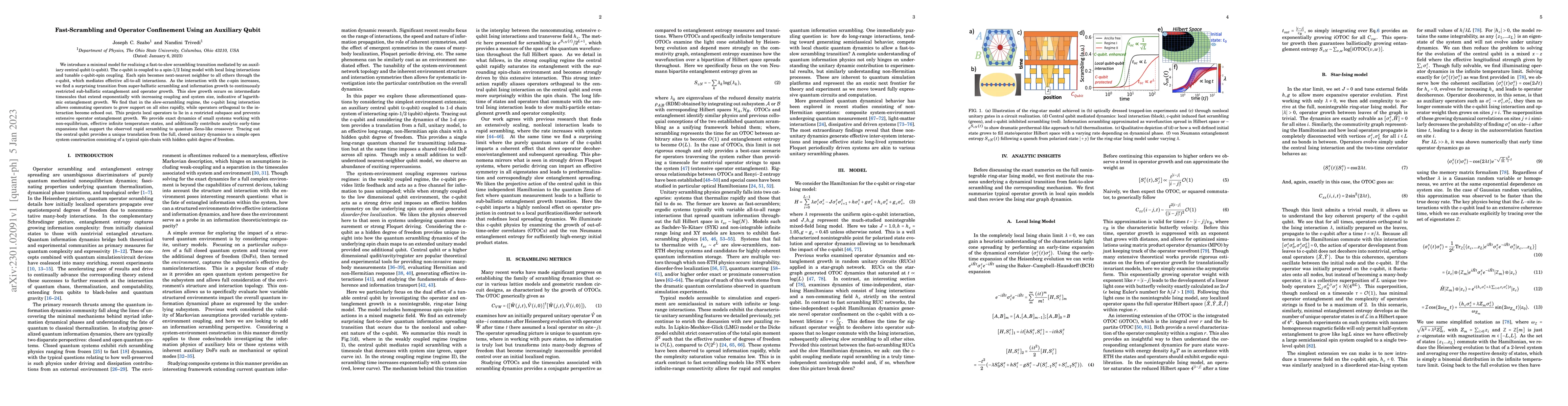 Thumbnail for Fast-Scrambling and Operator Confinement Using an Auxiliary Qubit