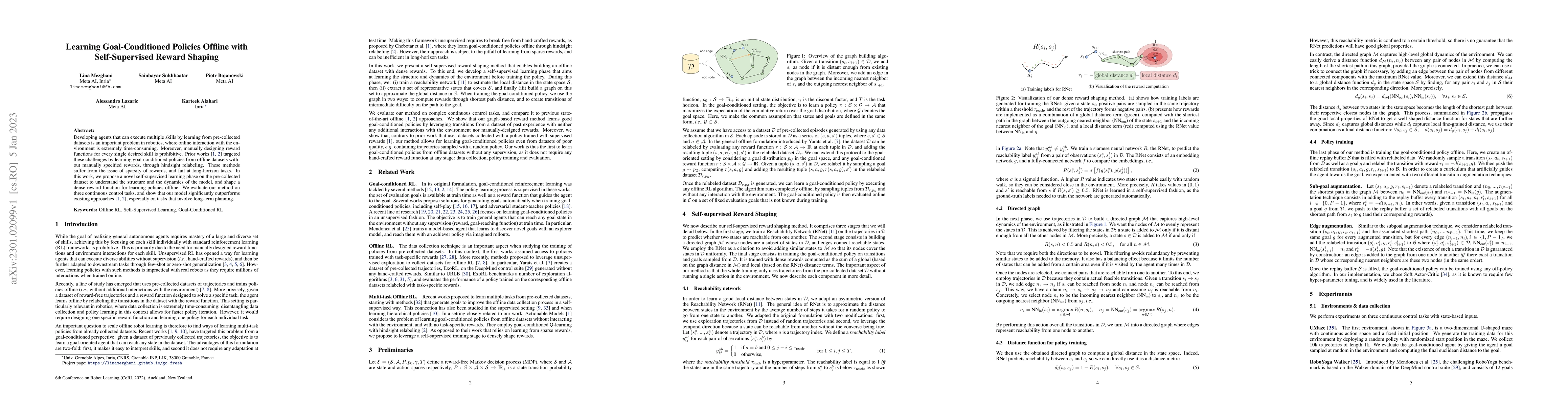 Thumbnail for Learning Goal-Conditioned Policies Offline with Self-Supervised Reward
  Shaping
