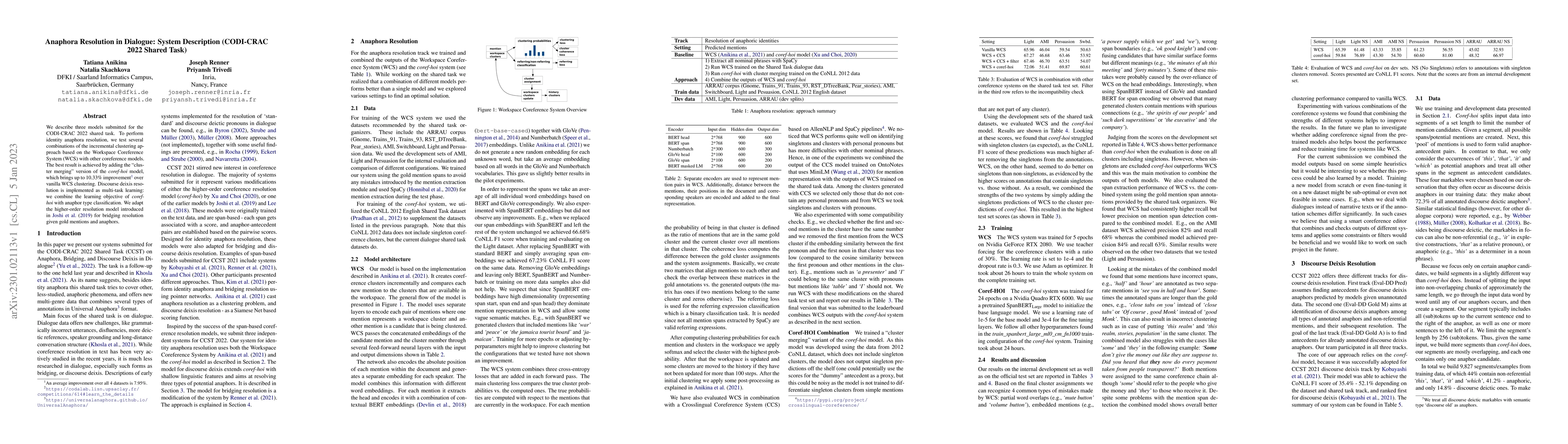 Thumbnail for Anaphora Resolution in Dialogue: System Description (CODI-CRAC 2022
  Shared Task)