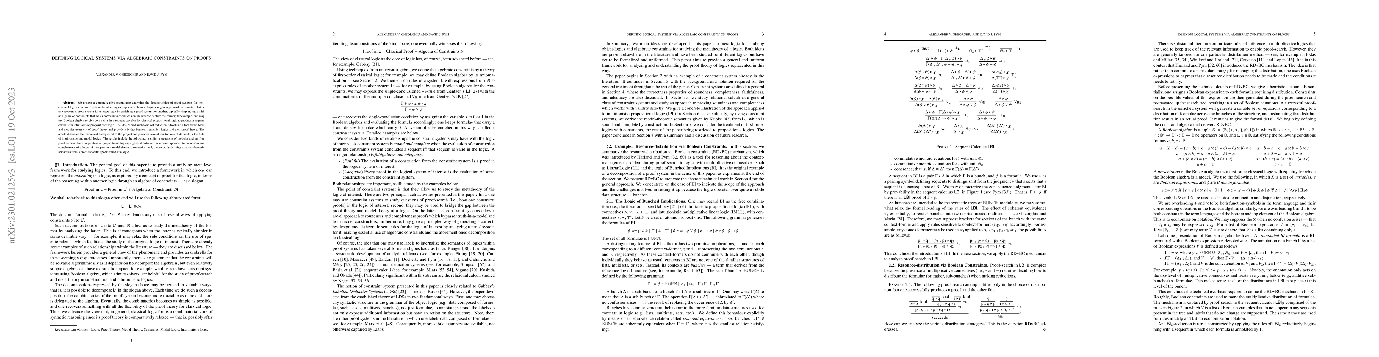 Thumbnail for Defining Logical Systems via Algebraic Constraints on Proofs