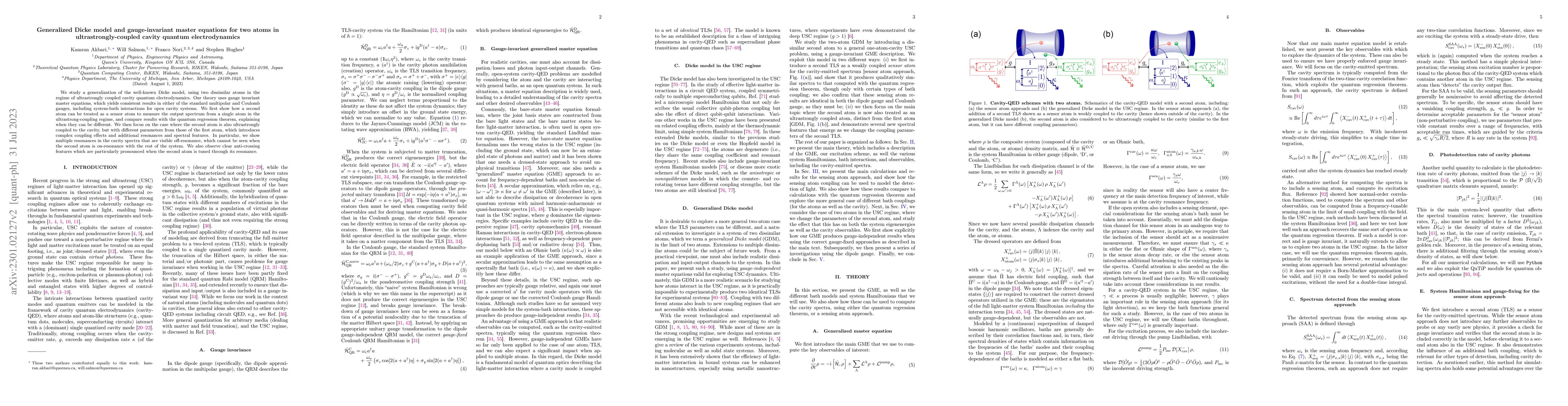 Thumbnail for Generalized Dicke model and gauge-invariant master equations for two
  atoms in ultrastrongly-coupled cavity quantum electrodynamics