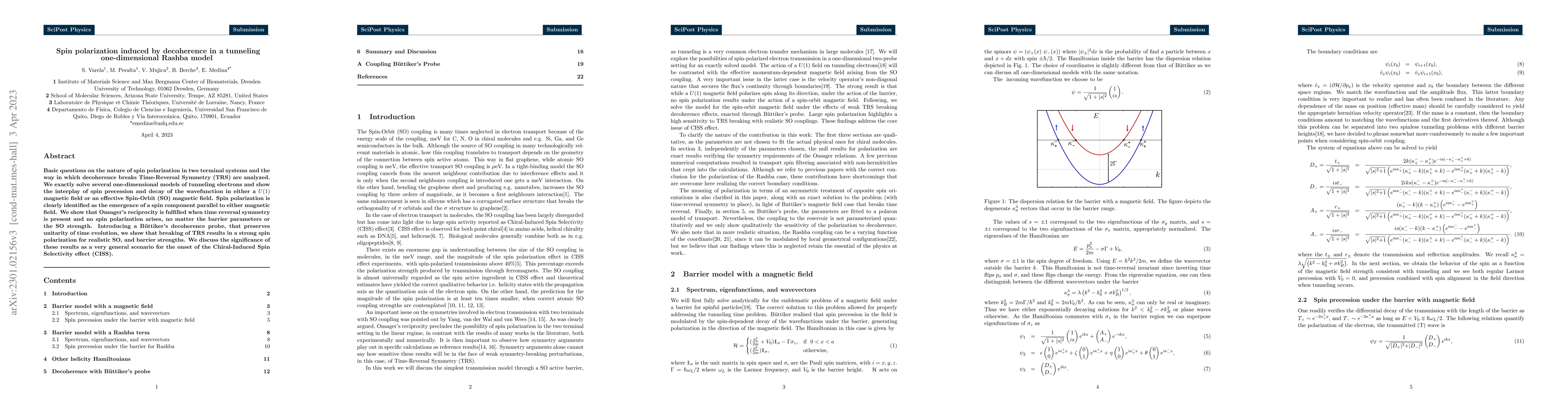 Thumbnail for Spin polarization induced by decoherence in a tunneling one-dimensional
  Rashba model