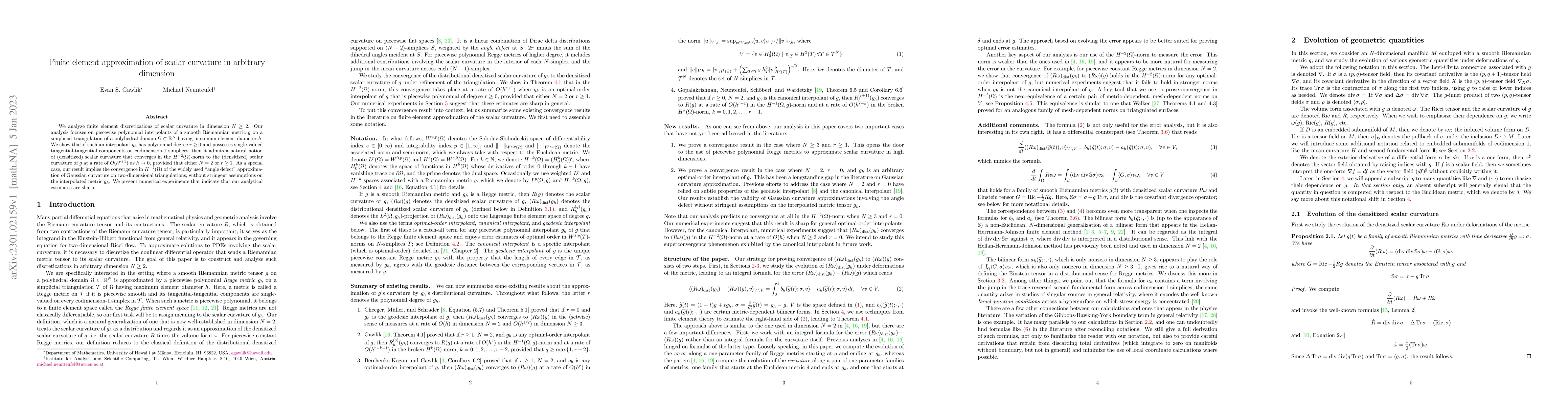 Thumbnail for Finite element approximation of scalar curvature in arbitrary dimension