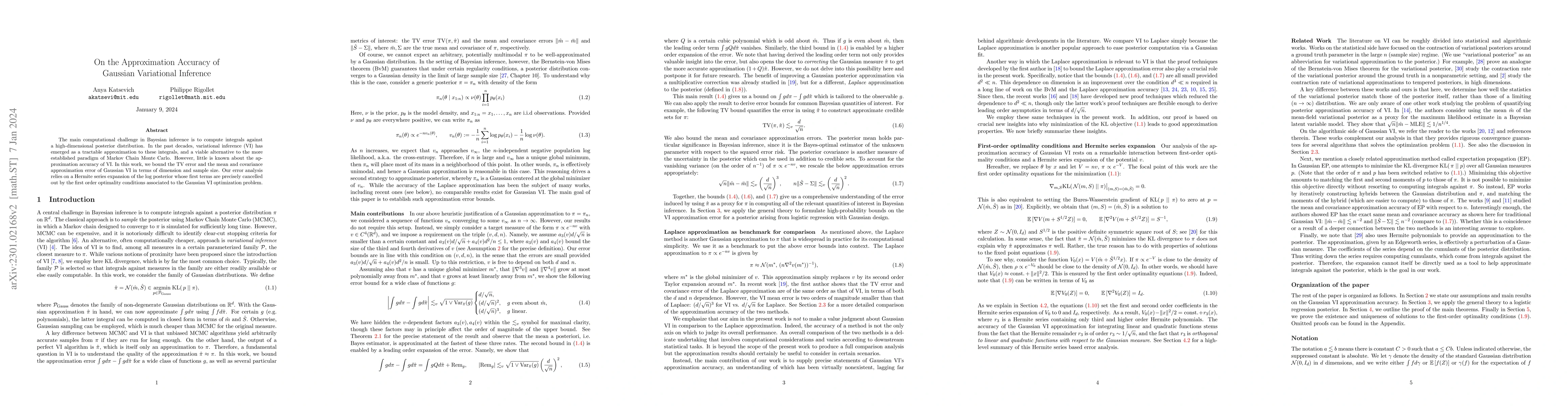 Thumbnail for On the Approximation Accuracy of Gaussian Variational Inference