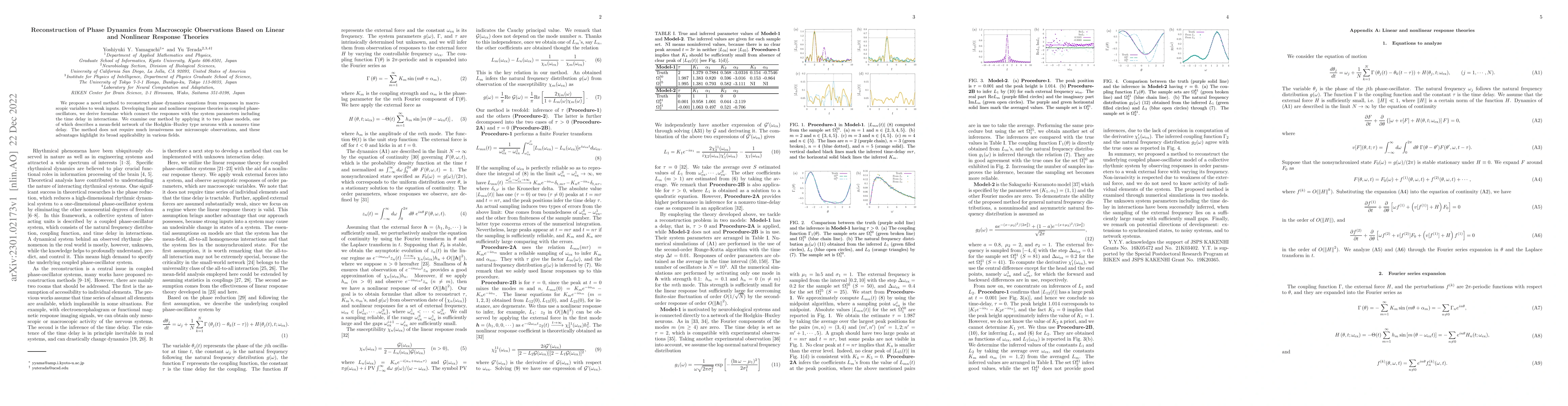 Thumbnail for Reconstruction of Phase Dynamics from Macroscopic Observations Based on
  Linear and Nonlinear Response Theories
