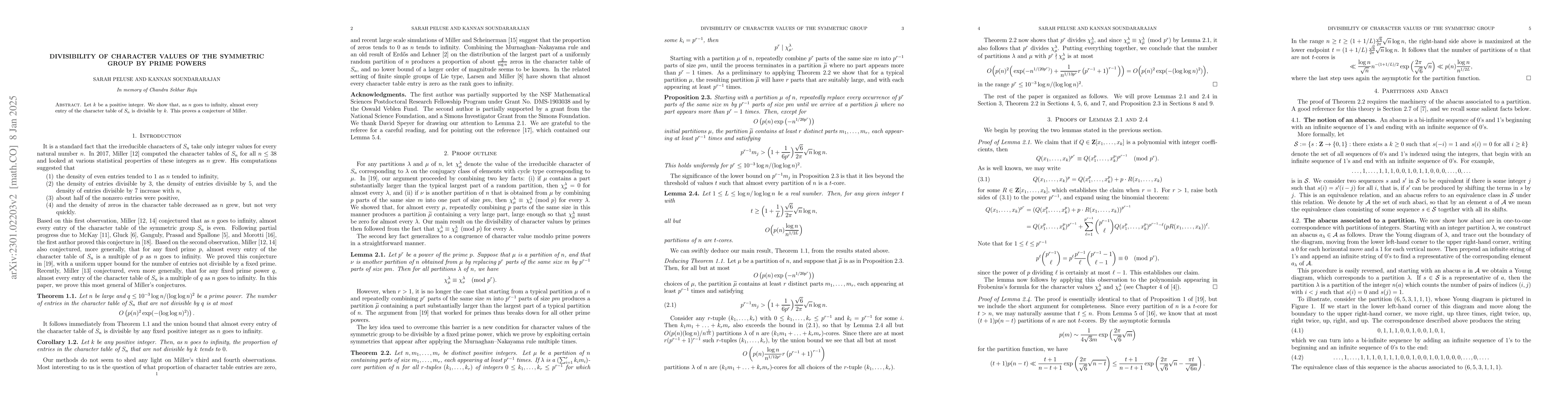 Thumbnail for Divisibility of character values of the symmetric group by prime powers