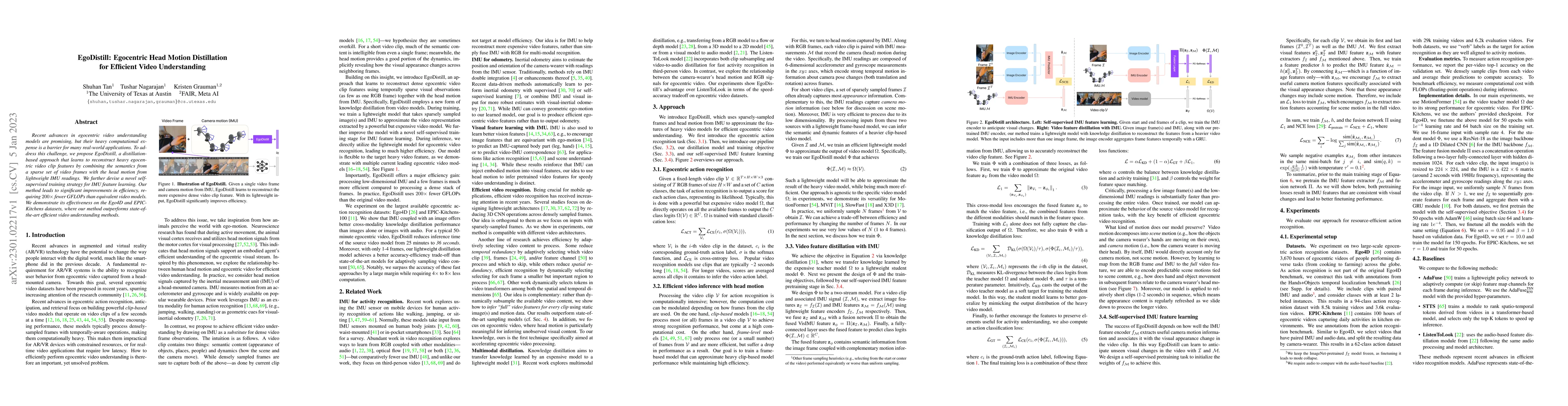 Thumbnail for EgoDistill: Egocentric Head Motion Distillation for Efficient Video
  Understanding