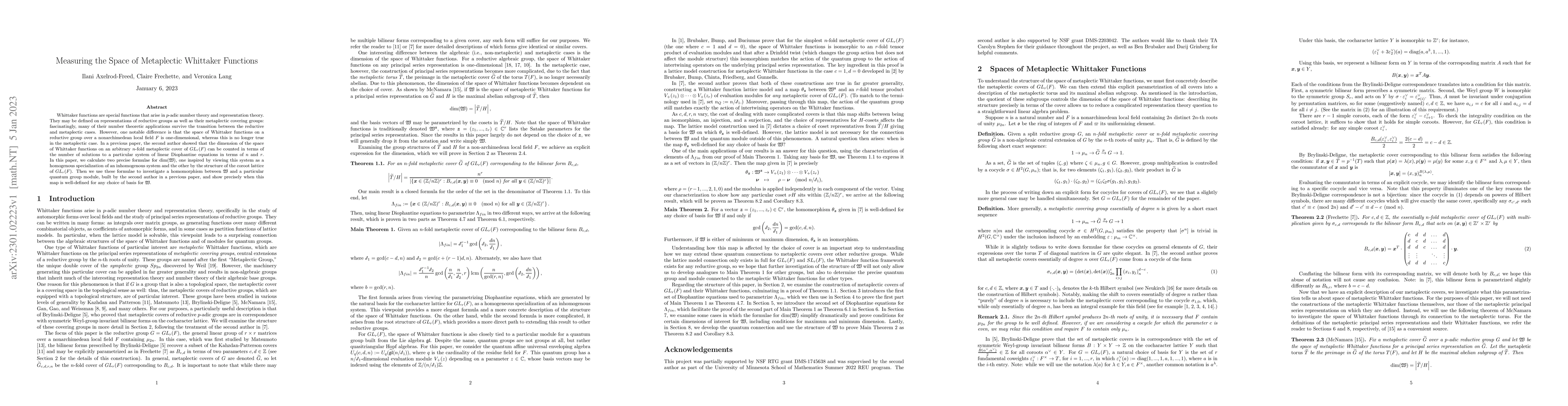 Thumbnail for Measuring the Space of Metaplectic Whittaker Functions