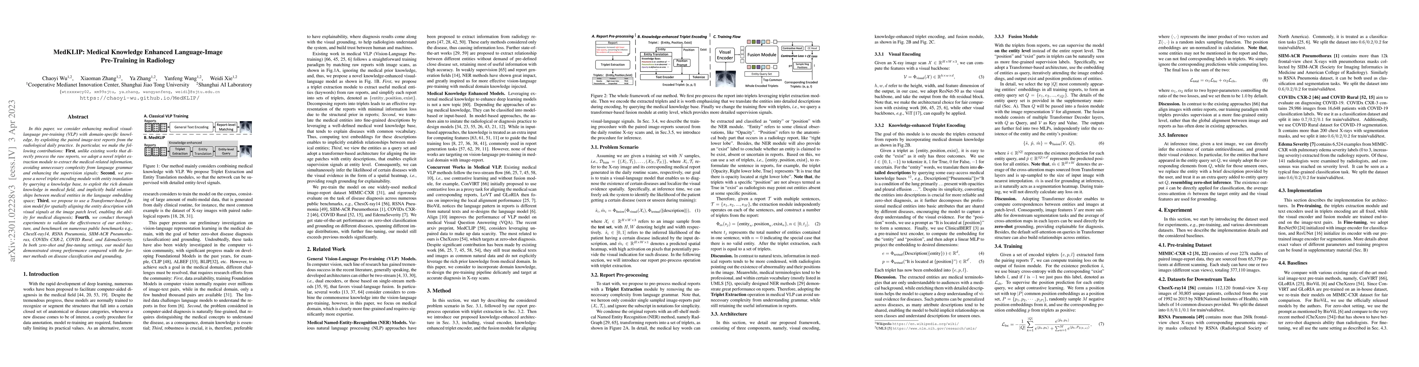 Thumbnail for MedKLIP: Medical Knowledge Enhanced Language-Image Pre-Training in
  Radiology
