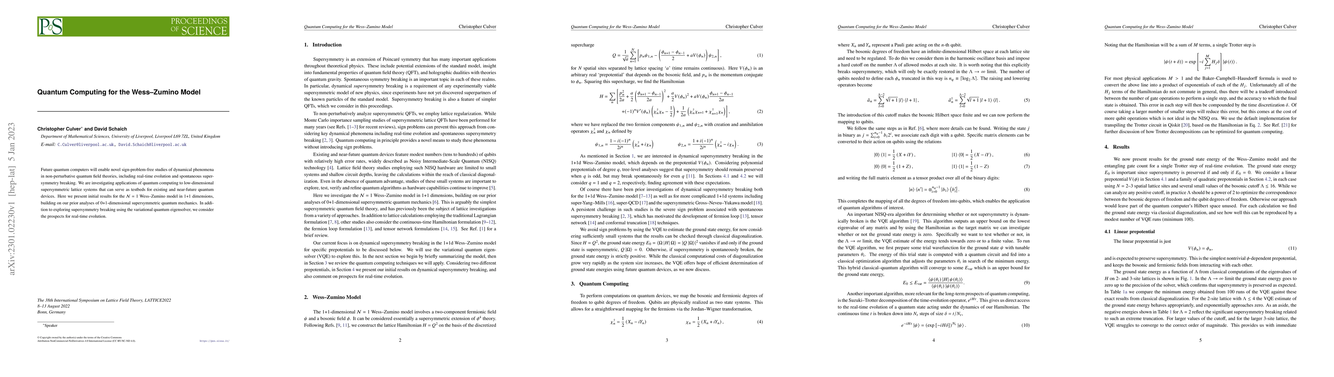 Thumbnail for Quantum Computing for the Wess-Zumino Model