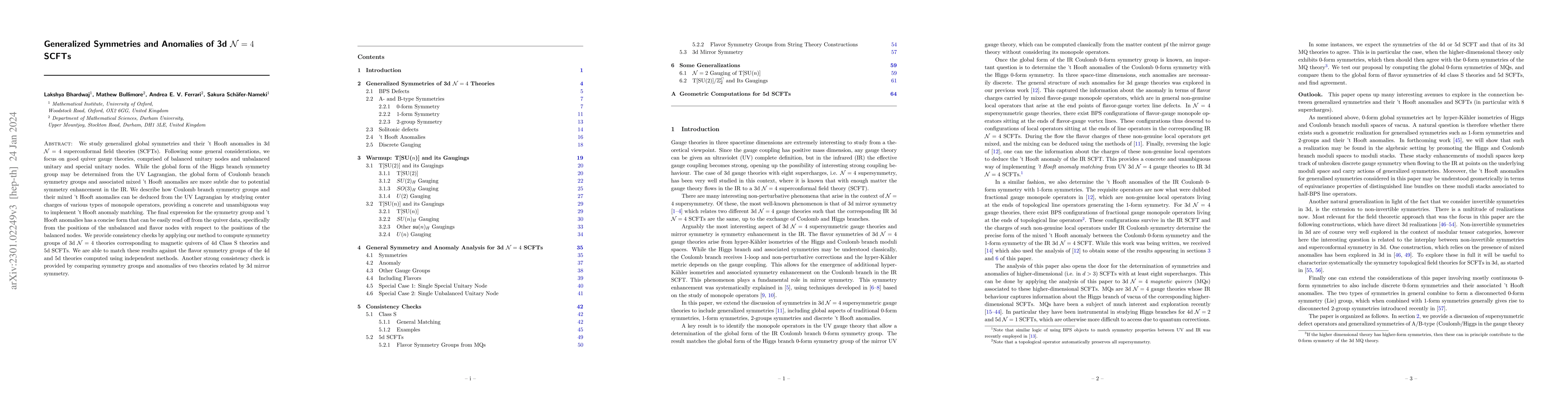 Thumbnail for Generalized Symmetries and Anomalies of 3d N=4 SCFTs