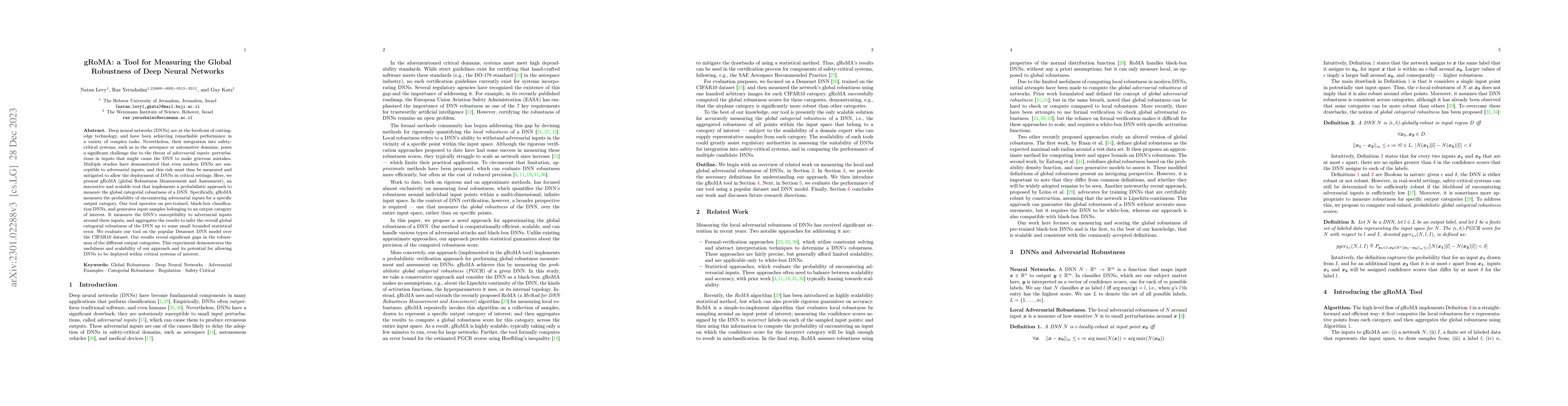 Thumbnail for gRoMA: a Tool for Measuring the Global Robustness of Deep Neural
  Networks