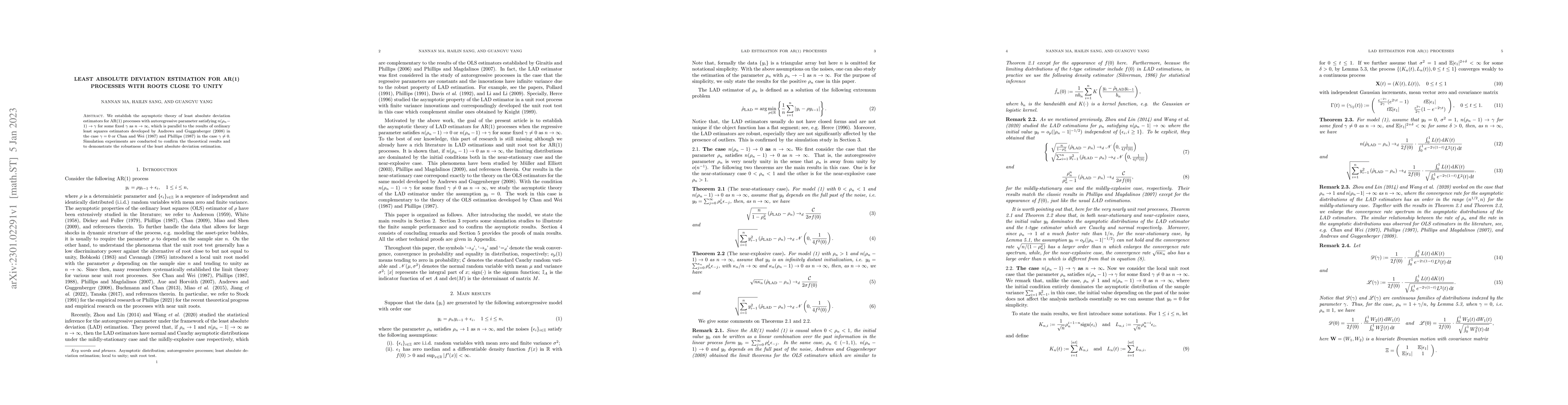 Thumbnail for Least absolute deviation estimation for AR(1) processes with roots close
  to unity