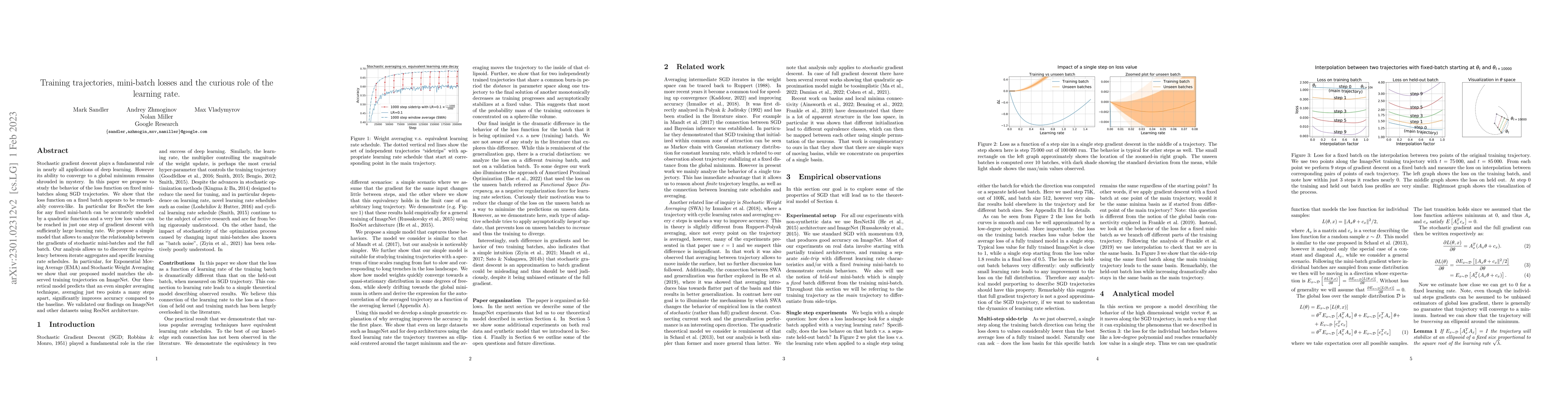 Thumbnail for Training trajectories, mini-batch losses and the curious role of the
  learning rate