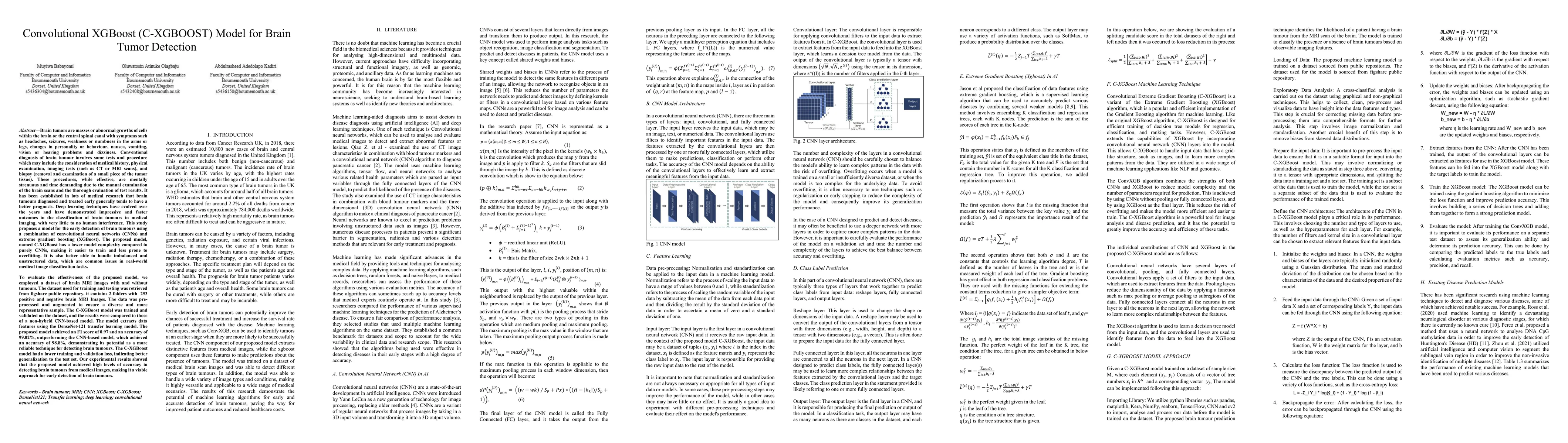 Thumbnail for Convolutional XGBoost (C-XGBOOST) Model for Brain Tumor Detection