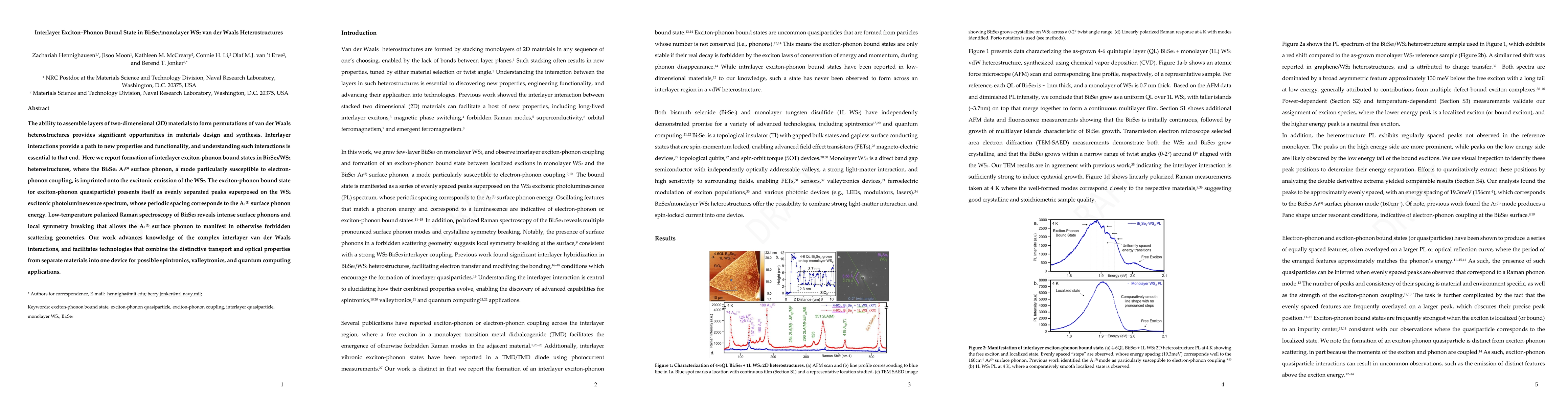 Thumbnail for Interlayer Exciton-Phonon Bound State in Bi2Se3/monolayer WS2 van der
  Waals Heterostructures