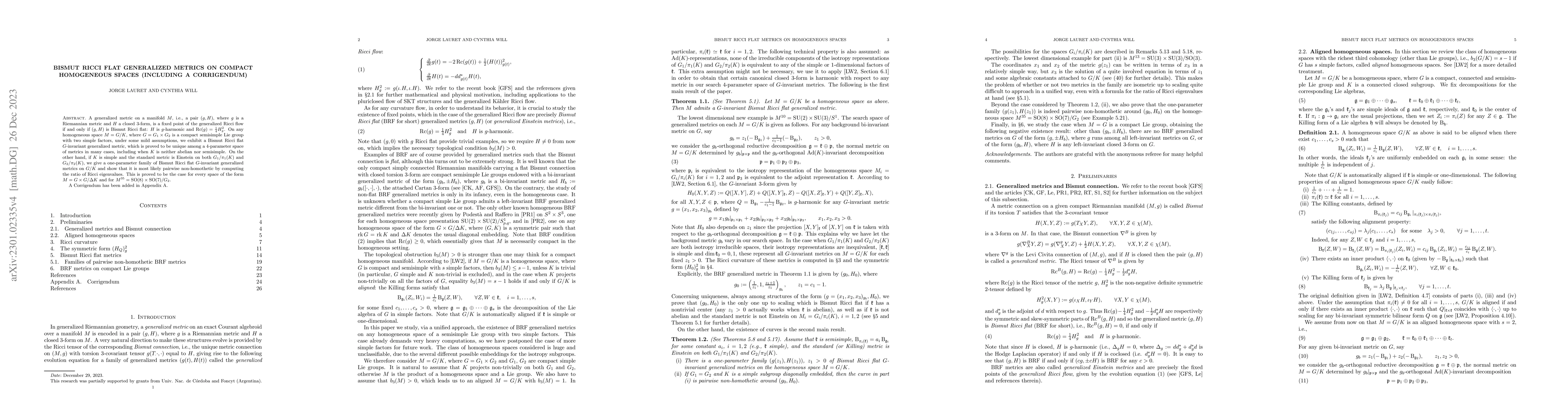 Thumbnail for Bismut Ricci flat generalized metrics on compact homogeneous spaces
  (including a Corrigendum)