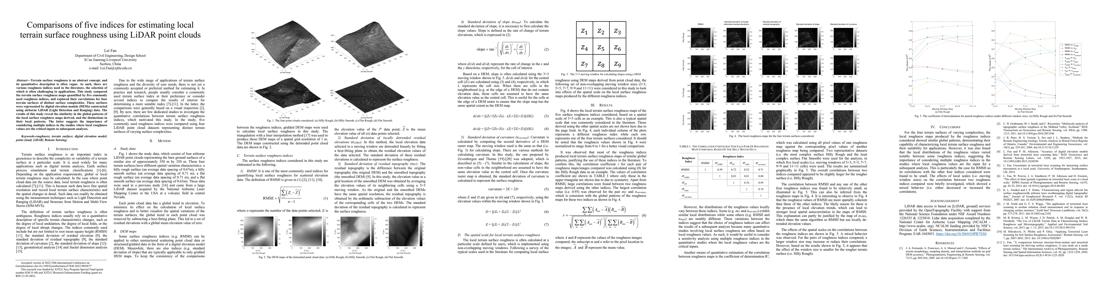Thumbnail for Comparisons of five indices for estimating local terrain surface
  roughness using LiDAR point clouds