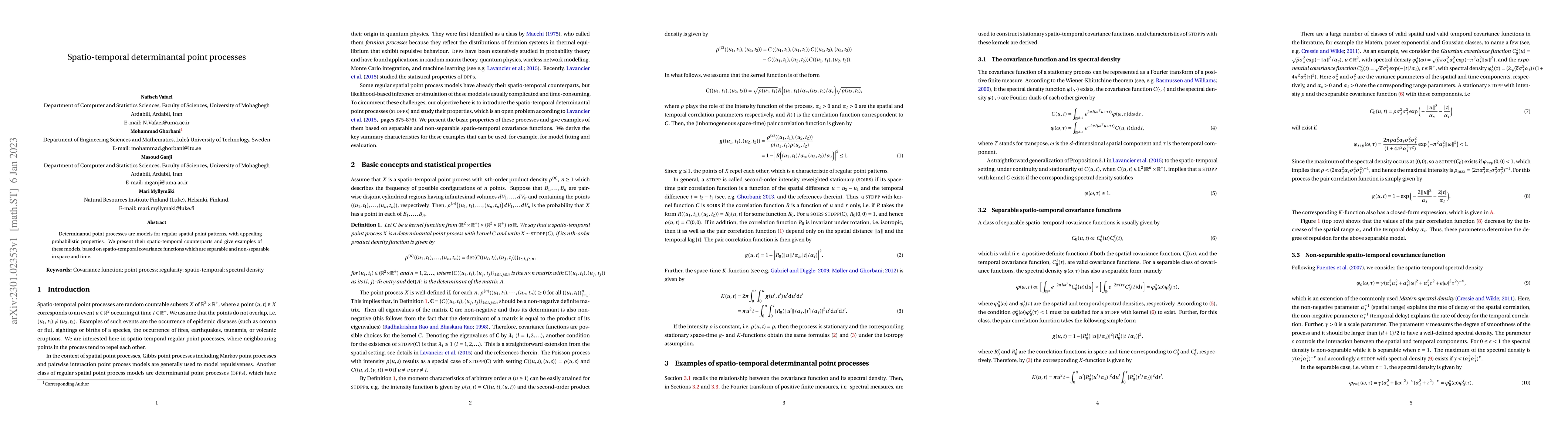 Thumbnail for Spatio-temporal determinantal point processes