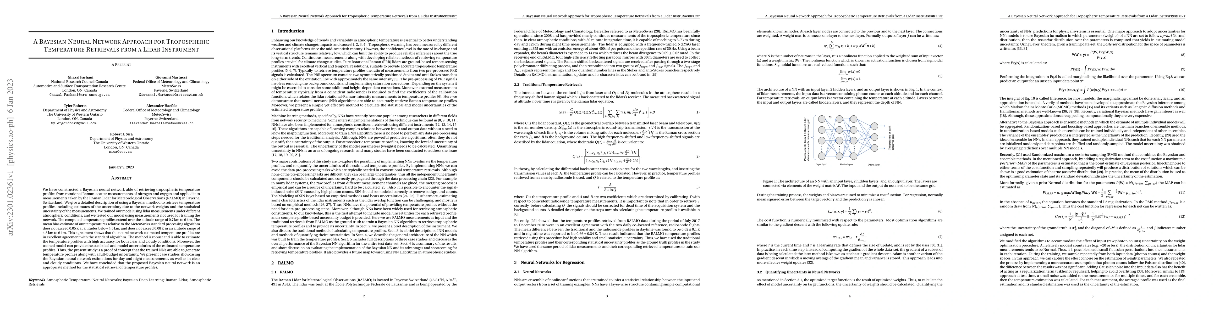 Thumbnail for A Bayesian Neural Network Approach for Tropospheric Temperature
  Retrievals from a Lidar Instrument