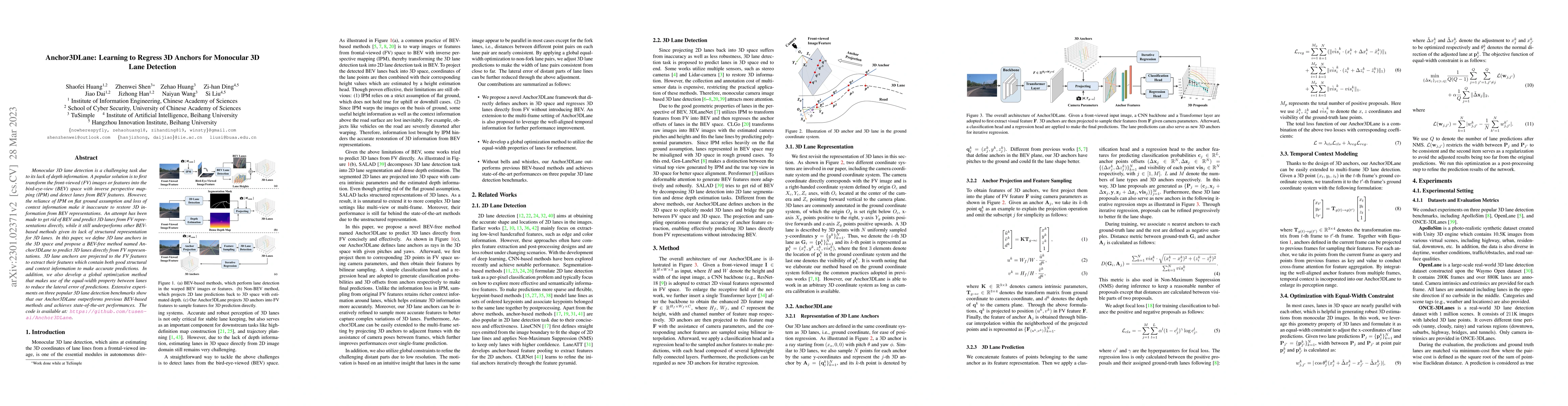 Thumbnail for Anchor3DLane: Learning to Regress 3D Anchors for Monocular 3D Lane
  Detection